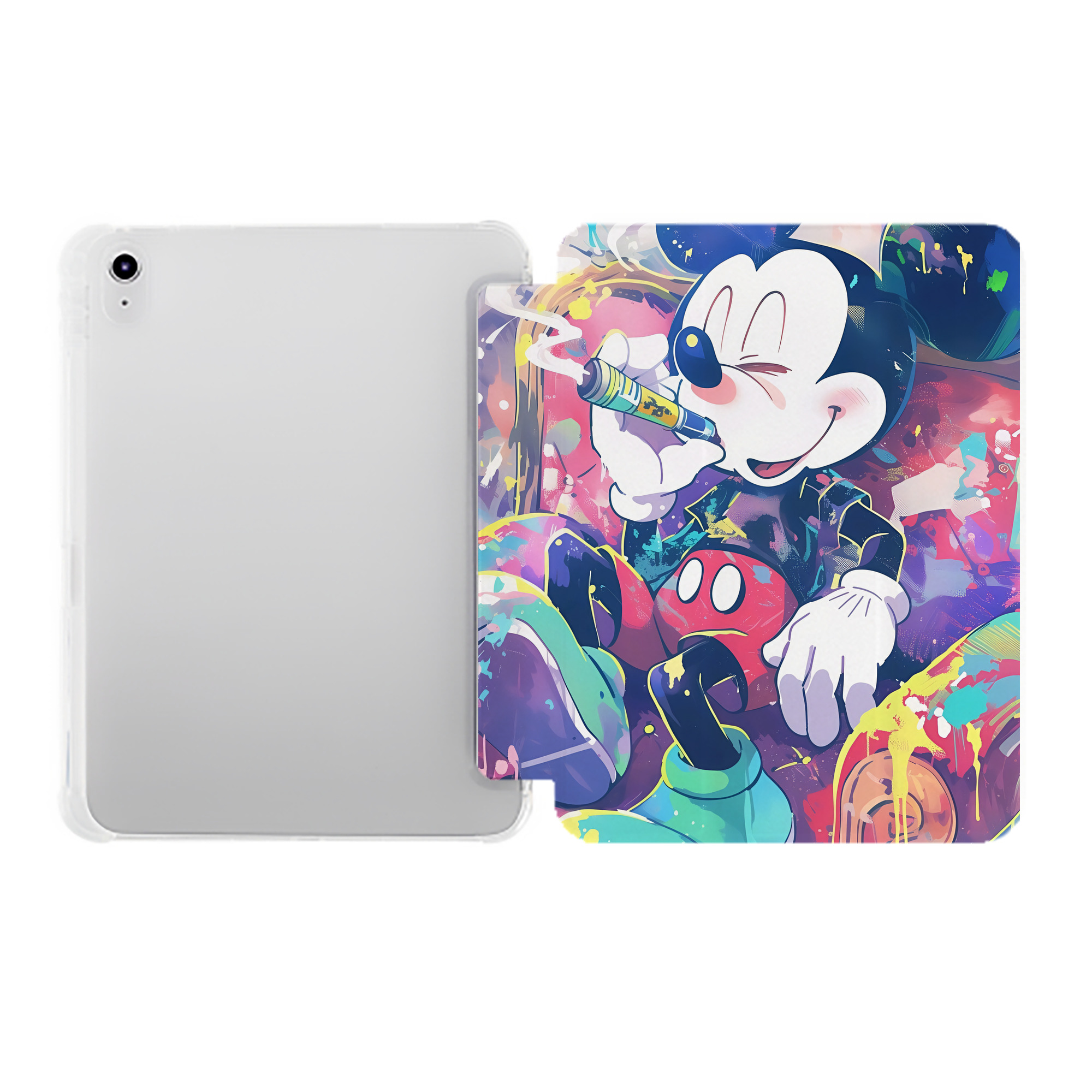 （画像用） ミッキーマウス Mickey Mouse IPad ケース ペン収納付き 三つ折りスタンド PUレザー×シリコン 対応機種9.5/10.5/10.9インチ